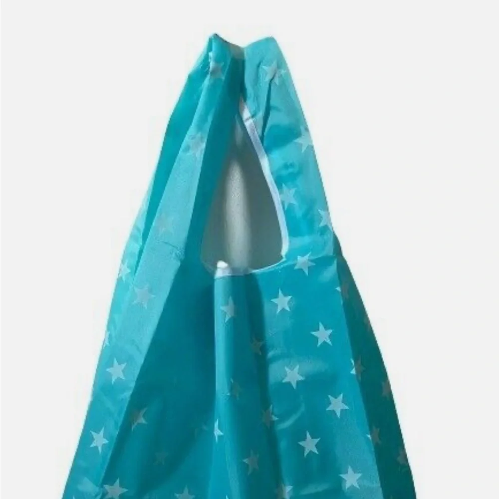 2 NWT IMITATION BAGGU foldable TOTE bags - turquoise/stars & Pink stripes - Picture 3 of 10